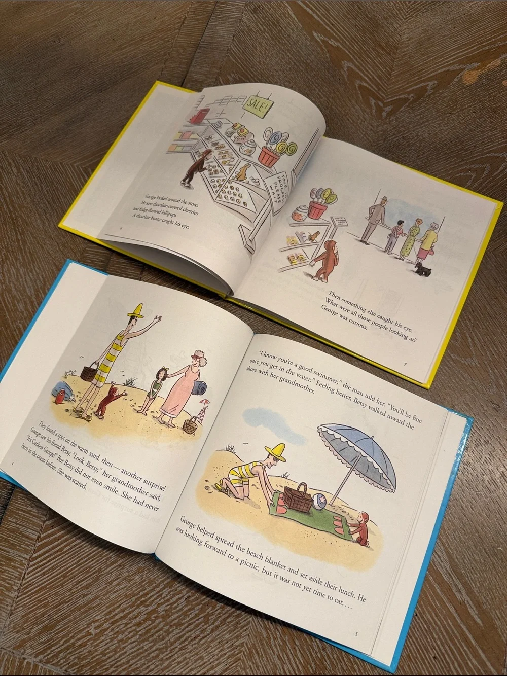 Curious George Hardcover Book Lot 2 Books | Goes to the Beach & Chocolate Factor